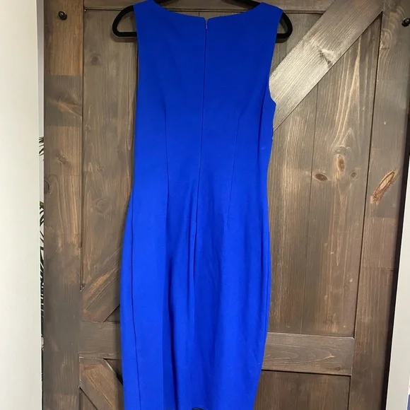 Cache Blue Ruched Sheath Midi Dress - Picture 2 of 4